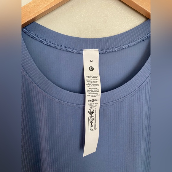 Lululemon All Aligned Ribbed Midi Dress Washed Denim Size 12 Blue - Picture 4 of 13